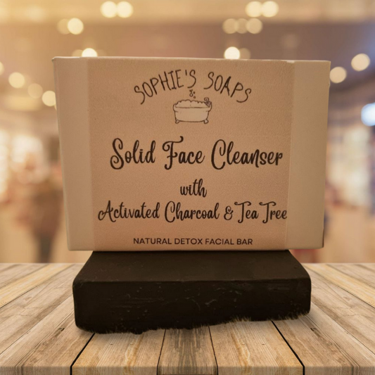 Solid Facial Cleanser - Activated Charcoal & Tea Tree - Sophie's Soaps